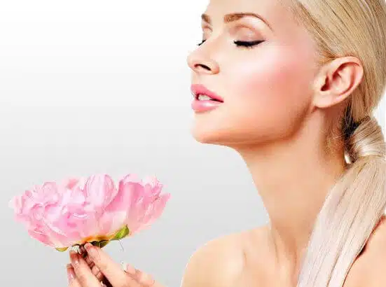 Woman with a flower.
